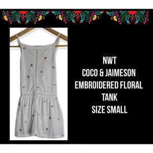 NWT| COCO & JAIMESON | FLORAL EMBROIDERED TANK | SIZE SMALL